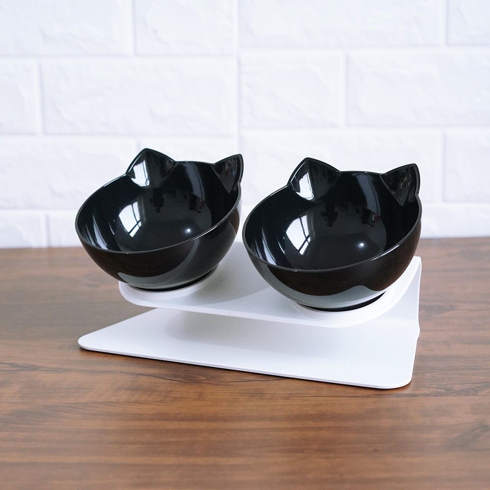 Cat Double Food Bowl With Cervical Vertebra Protection