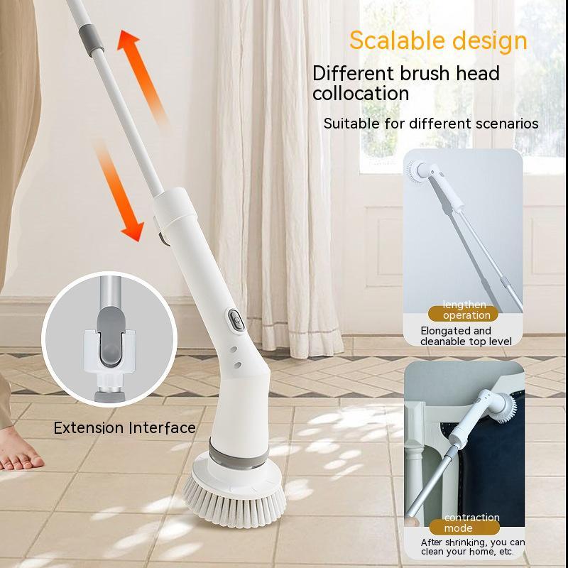 Multifunction Electric Scrubber Cleaning Brush With Long Handle For Cleaning Walls & Glasses - Telescopic Elbow