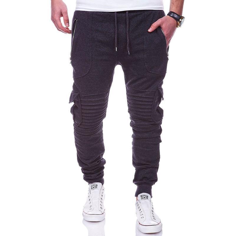 Men's Stripe Pleated Zippered Pocket Pants