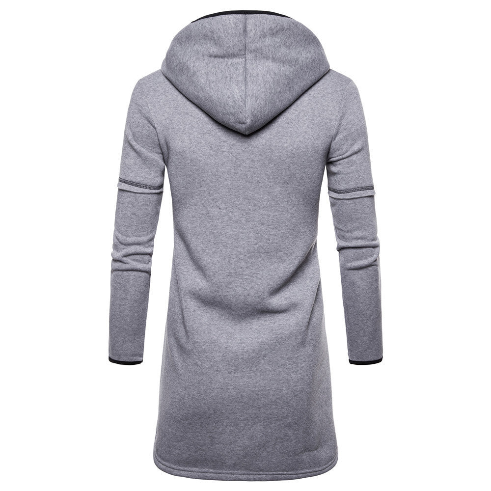 Men's Sweater Mid-Length Large Pocket Hooded Cardigan
