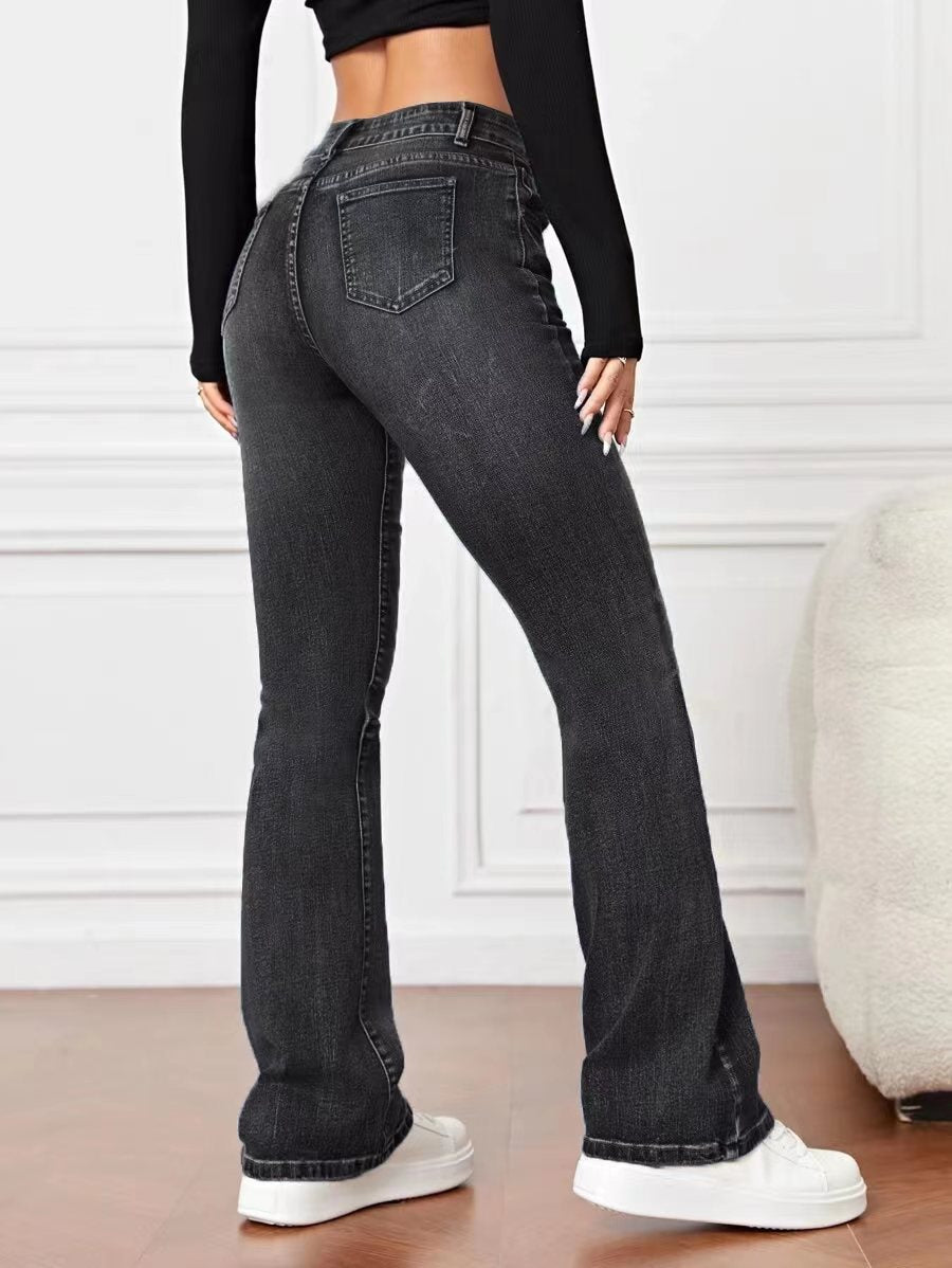 Women's Denim High Waist Loose And Slimming Bootcut Trousers