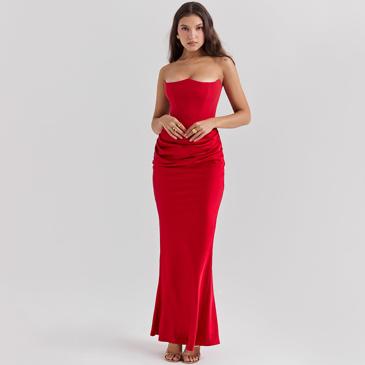 Women's Slim Tube Top Sexy Long Dress - Bandeau Backless Party Evening Dresses