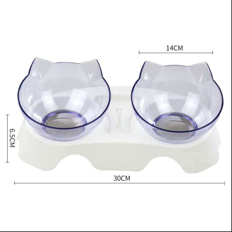 Cat Double Food Bowl With Cervical Vertebra Protection