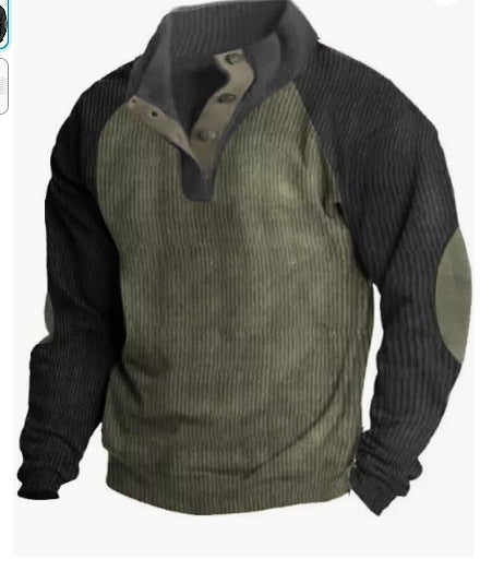 Men's Printed Stand Collar Casual Sweatshirt