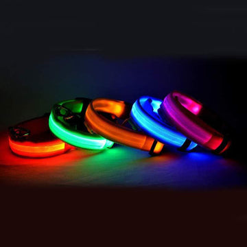 Adjustable Nylon LED Pet Luminous Collar Night Safety Flashing Light - Glows in Dark For Dog And Cat
