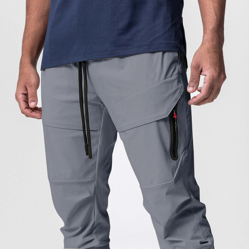 Men's Quick-Drying Fitness Trousers High Elastic Ankle-Tied Sports Trousers