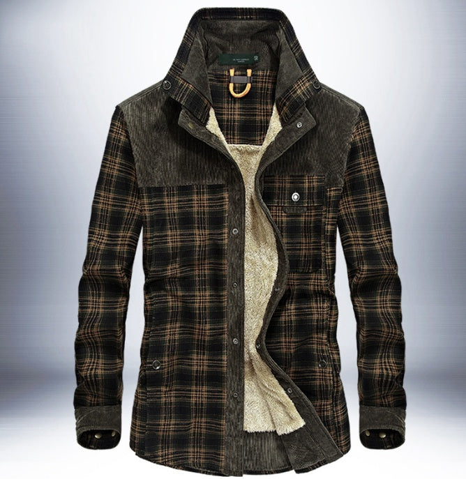 Men's Thicken Warm Fleece Winter Jackets - Pure Cotton Plaid Coat