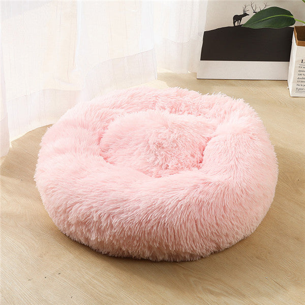 Pet Round Plush Beds For Small Dogs And Cats With Litter Kennel Feature - Suitable For a Puppy