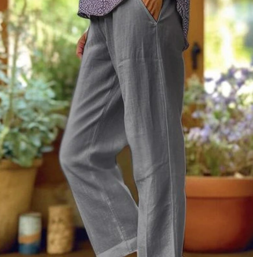 Women's Loose And Simple Solid Colour Fashion Casual Pants Straight-Leg Trousers