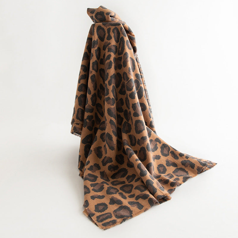 Women's Leopard Print Artificial Warm Cashmere Winter Scarf