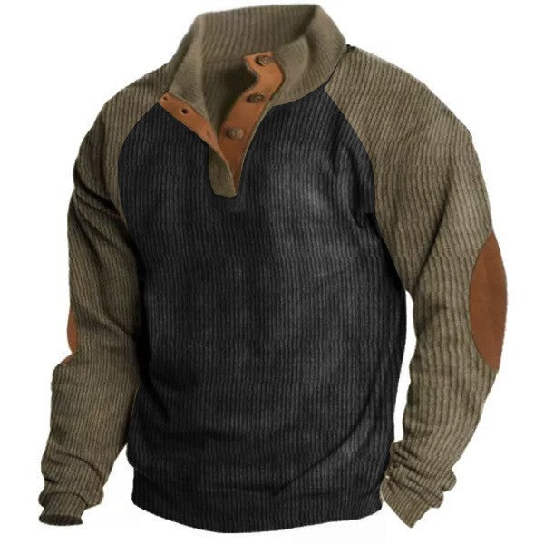 Men's Printed Stand Collar Casual Sweatshirt
