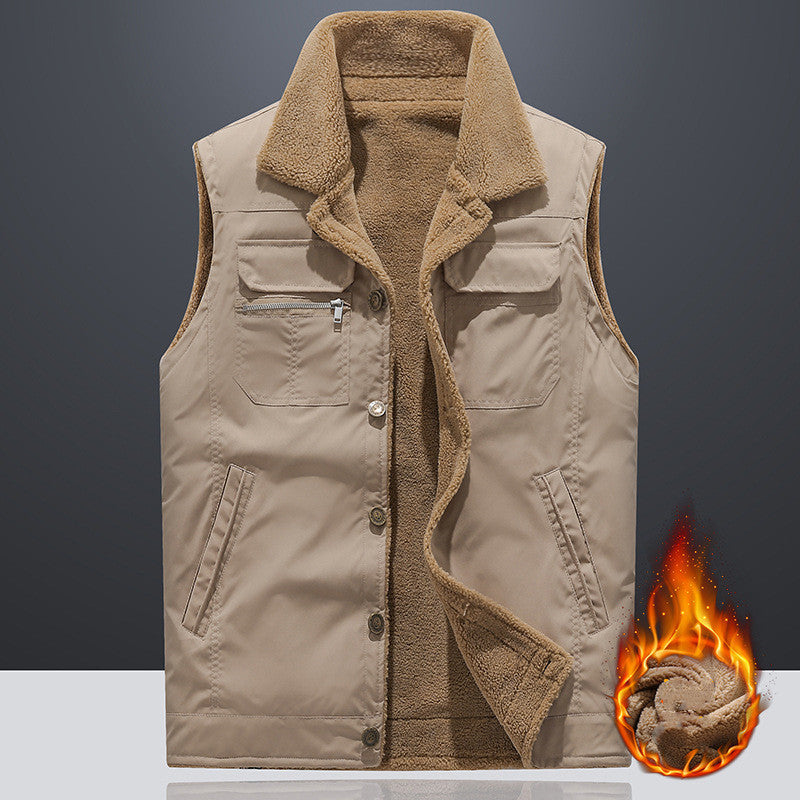Men's Lambs Wool Autumn And Winter Plus Size Loose Vest - Thick And Warm Winter Vest