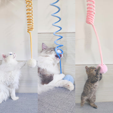 Interactive Play Pet Toy - Self-Hi Sucker Spring Rabbit Hair Ball Suitable For Cats