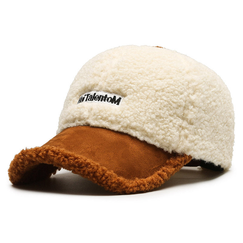Autumn & Winter Colour Matching Fashion Cap -  All-Match Plush Warm Peaked Cap