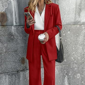 Women's Fashion Casual Solid Colour Coat - Trousers Suit