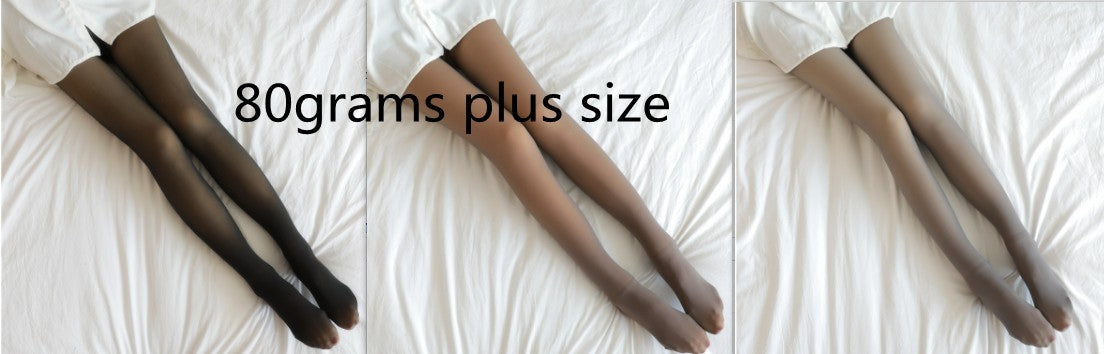 Women's Translucent Plus Size Warm Leggings, Pantyhose, Fleece Lined Tights Suitable For Autumn And Winter