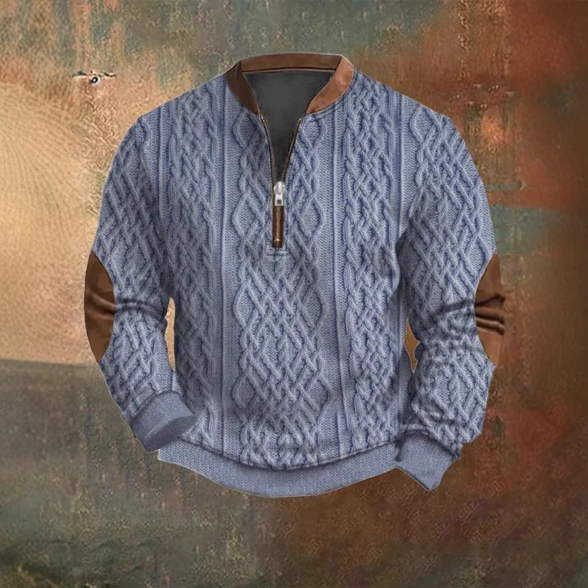 Autumn & Winter Digital Printing Half Zipper Warm Sweater For Men