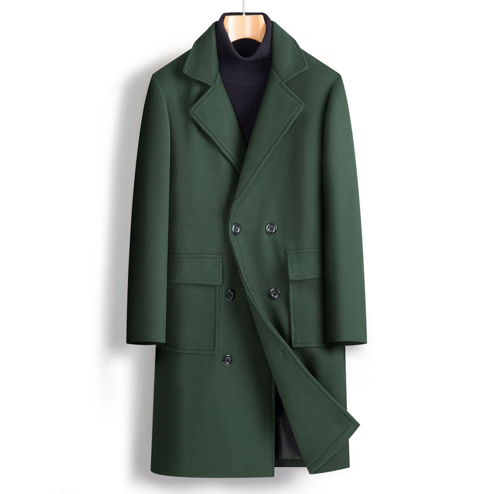 Men's Fall And Winter Double Breasted Mid-Length Coat
