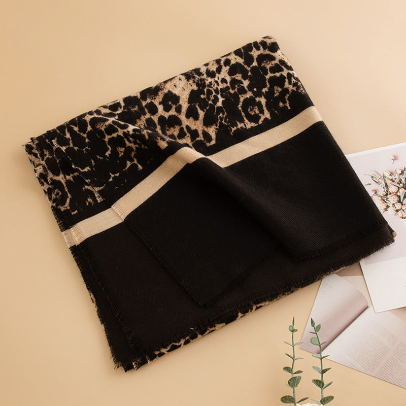 Women's Leopard Print Artificial Warm Cashmere Winter Scarf