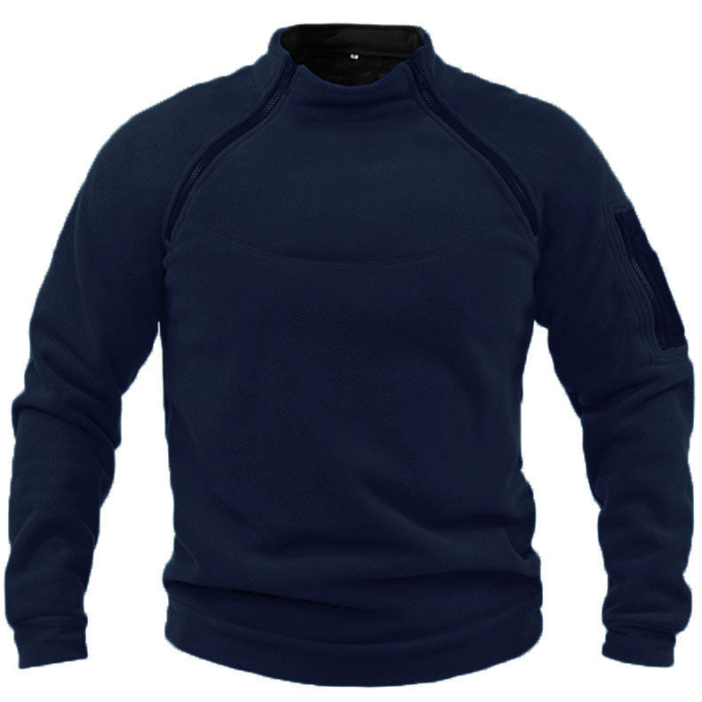 Men's Warm Stand Collar And Loose Solid Colour Sweater