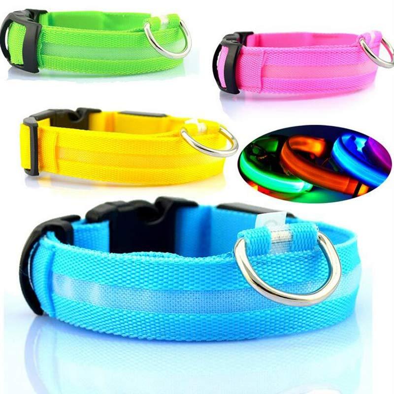 Adjustable Nylon LED Pet Luminous Collar Night Safety Flashing Light - Glows in Dark For Dog And Cat