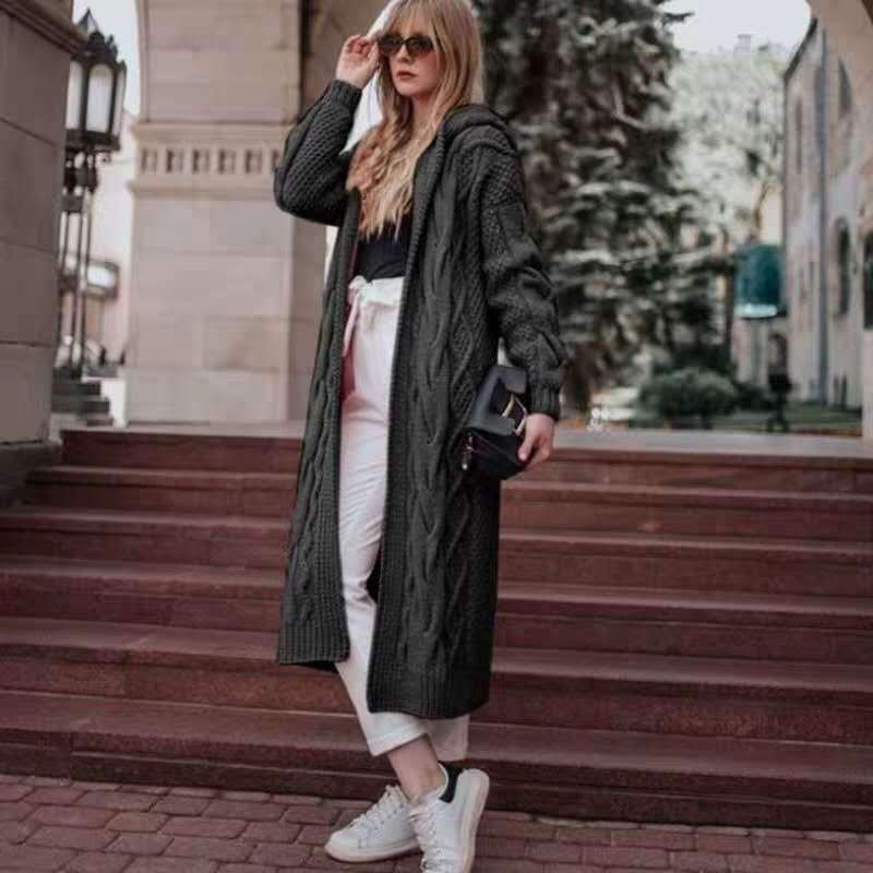 Women's Hooded Long Cardigan Sweater