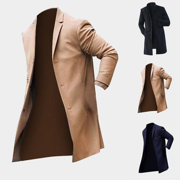 Men's Winter Trench Overcoat Classic Long Jackets - Solid Slim Fit Outwear
