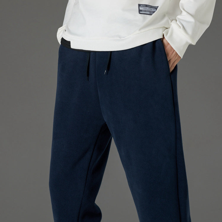 Men's Fleece-Lined, Thickened Outerwear And Ankle-Tied Sweatpants - Winter Thermal Workout Pants