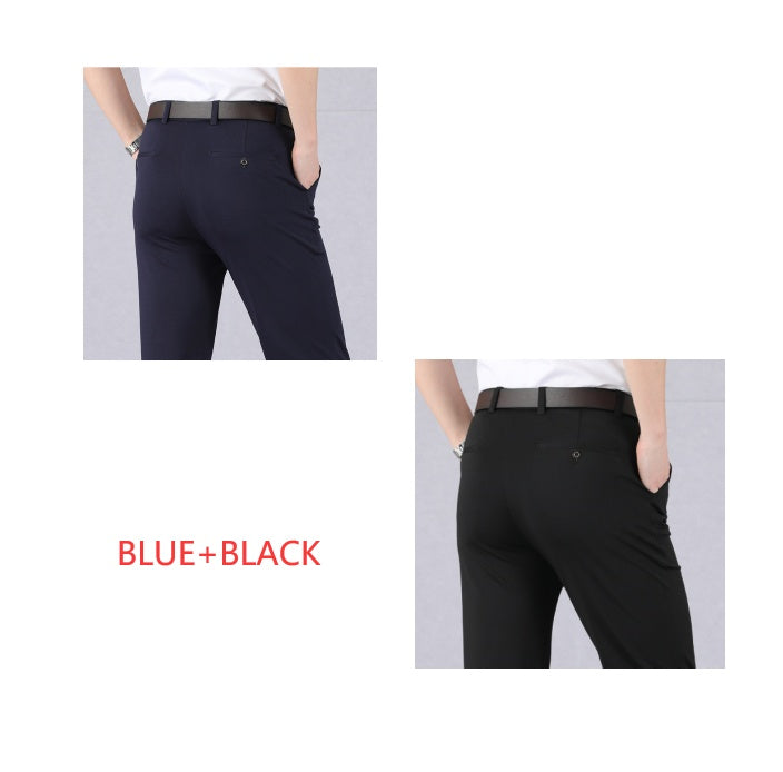 Men's High-Waist Casual Pants - Middle-Aged Stretch Trousers