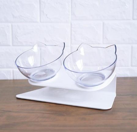 Inclined Transparent Single Pet Food Bowl For Cats - Ear Oblique Mouth