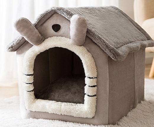 Foldable Pet House With Warm Winter Bed And Removable Enclosed Nest