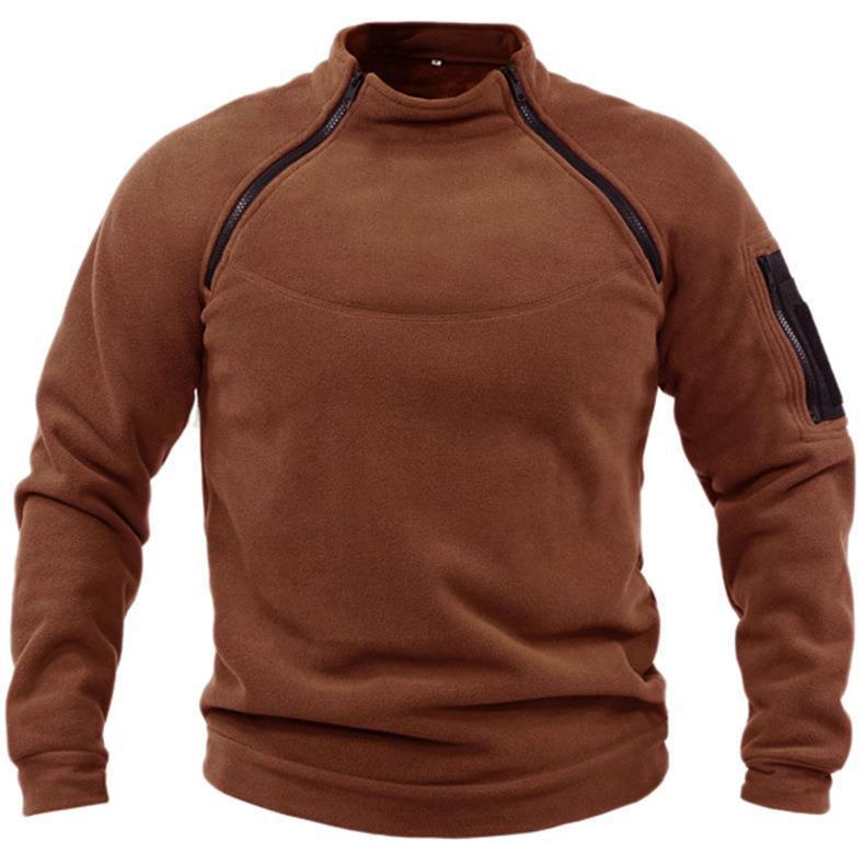 Men's Warm Stand Collar And Loose Solid Colour Sweater