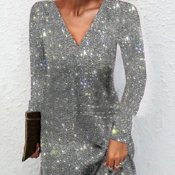 Women's Elegant Sexy Sequined V-neck Dress