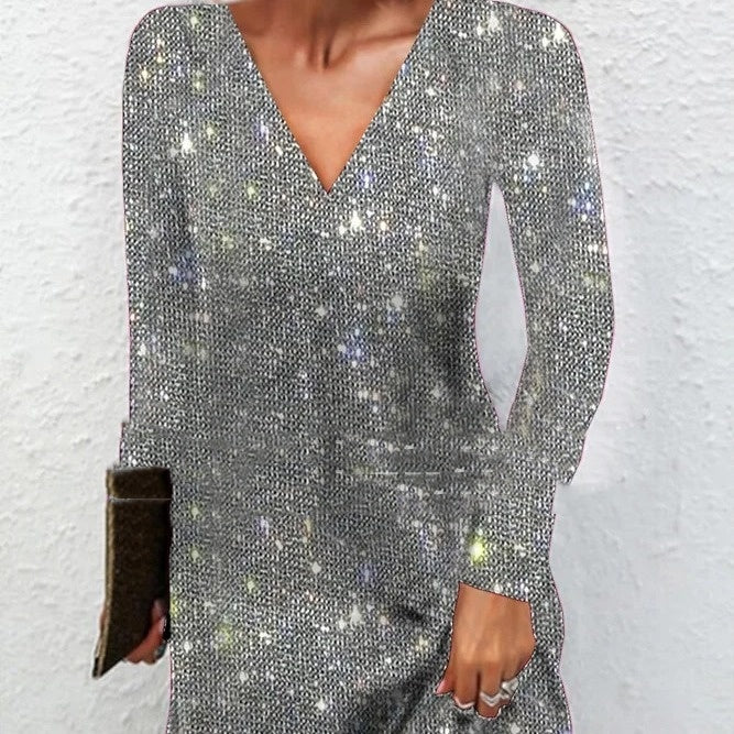 Women's Elegant Sexy Sequined V-neck Dress