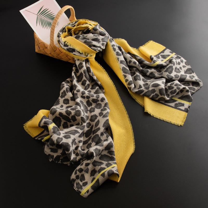 Women's Leopard Print Artificial Warm Cashmere Winter Scarf