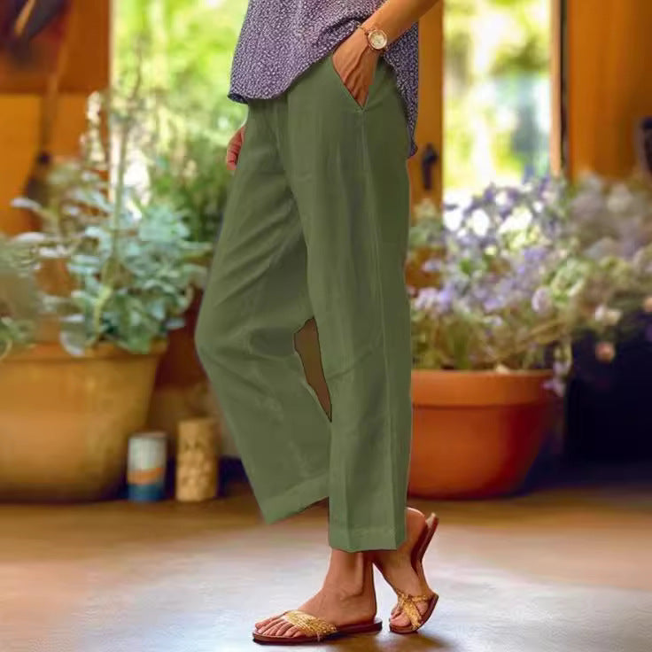 Women's Loose And Simple Solid Colour Fashion Casual Pants Straight-Leg Trousers