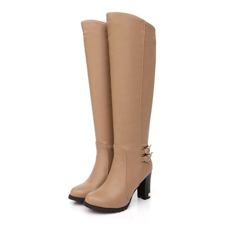 Women's Chunky Heel Over-the-Knee High Heel Boots