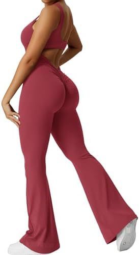 Women's Sleeveless Flare Jumpsuits Fitness Yoga Long Pants
