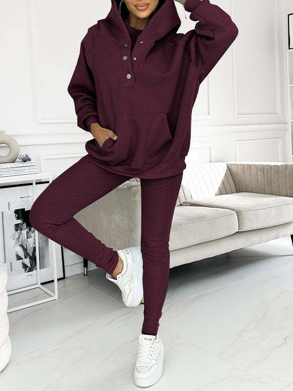 Women's Solid Colour Vest Hoodie And Pants Set