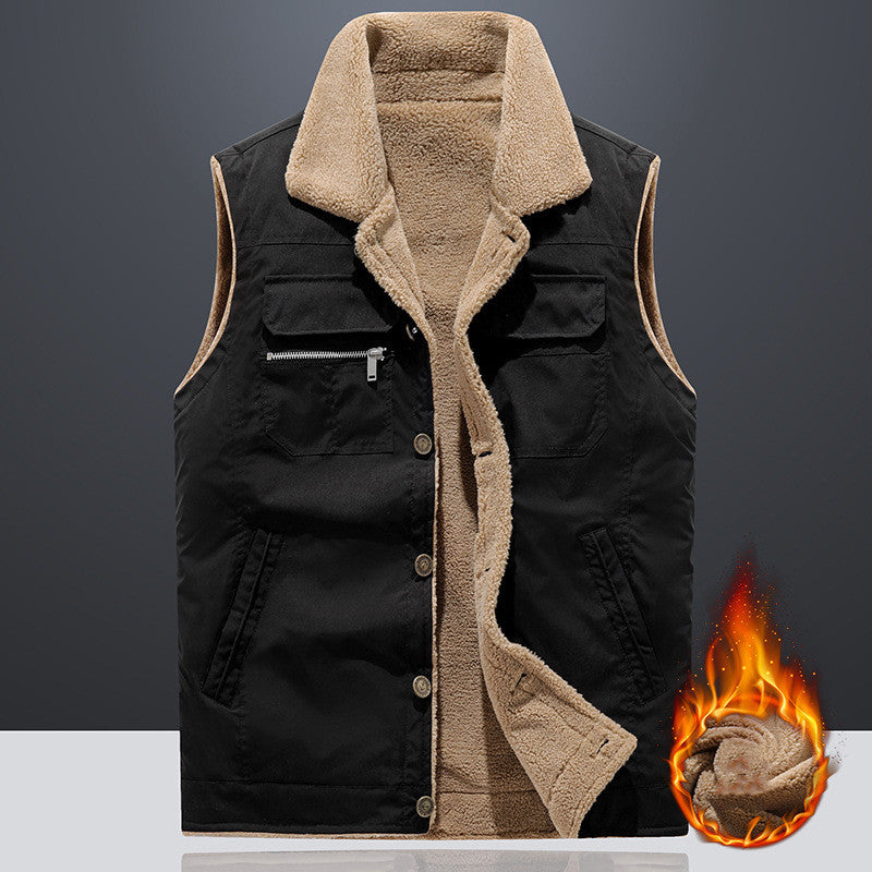 Men's Lambs Wool Autumn And Winter Plus Size Loose Vest - Thick And Warm Winter Vest