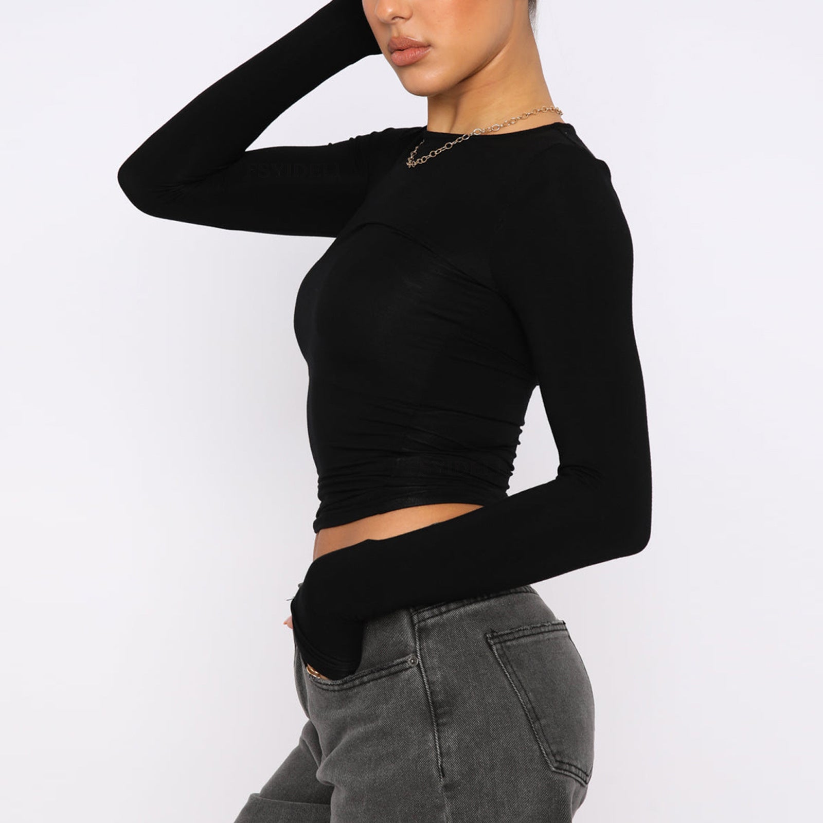 Women's Slim Long-Sleeved Pullovers Suitable As Tops & Solid Causal Fit Shirts