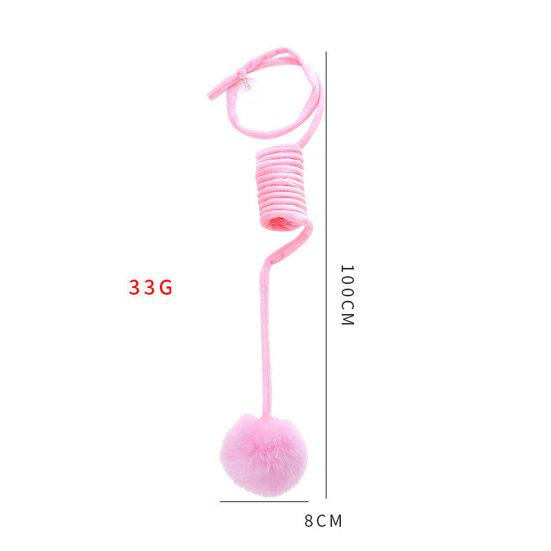 Interactive Play Pet Toy - Self-Hi Sucker Spring Rabbit Hair Ball Suitable For Cats