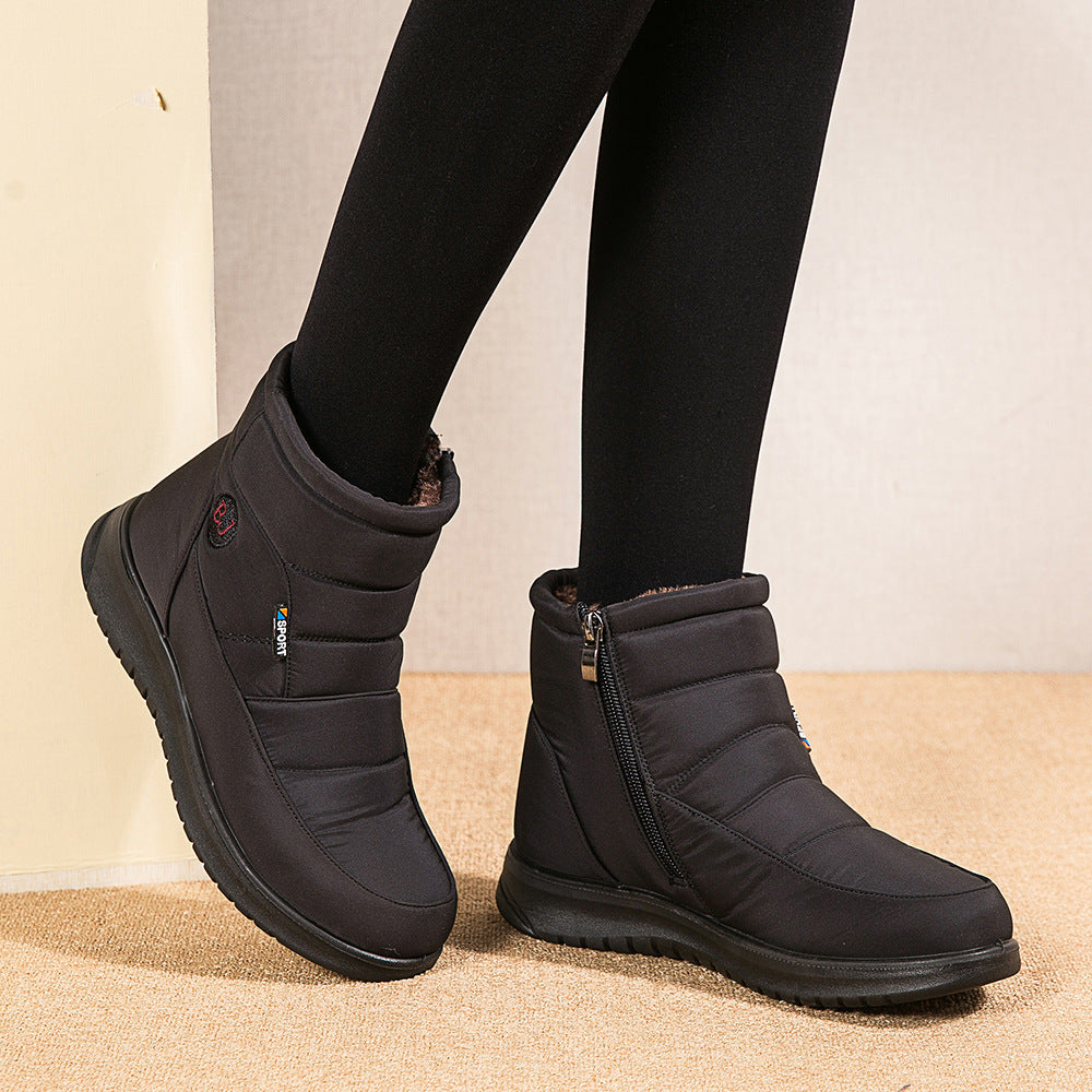 Women's Non-slip Waterproof Snow Boots With Flat Heels - Ankle Warm Shoes