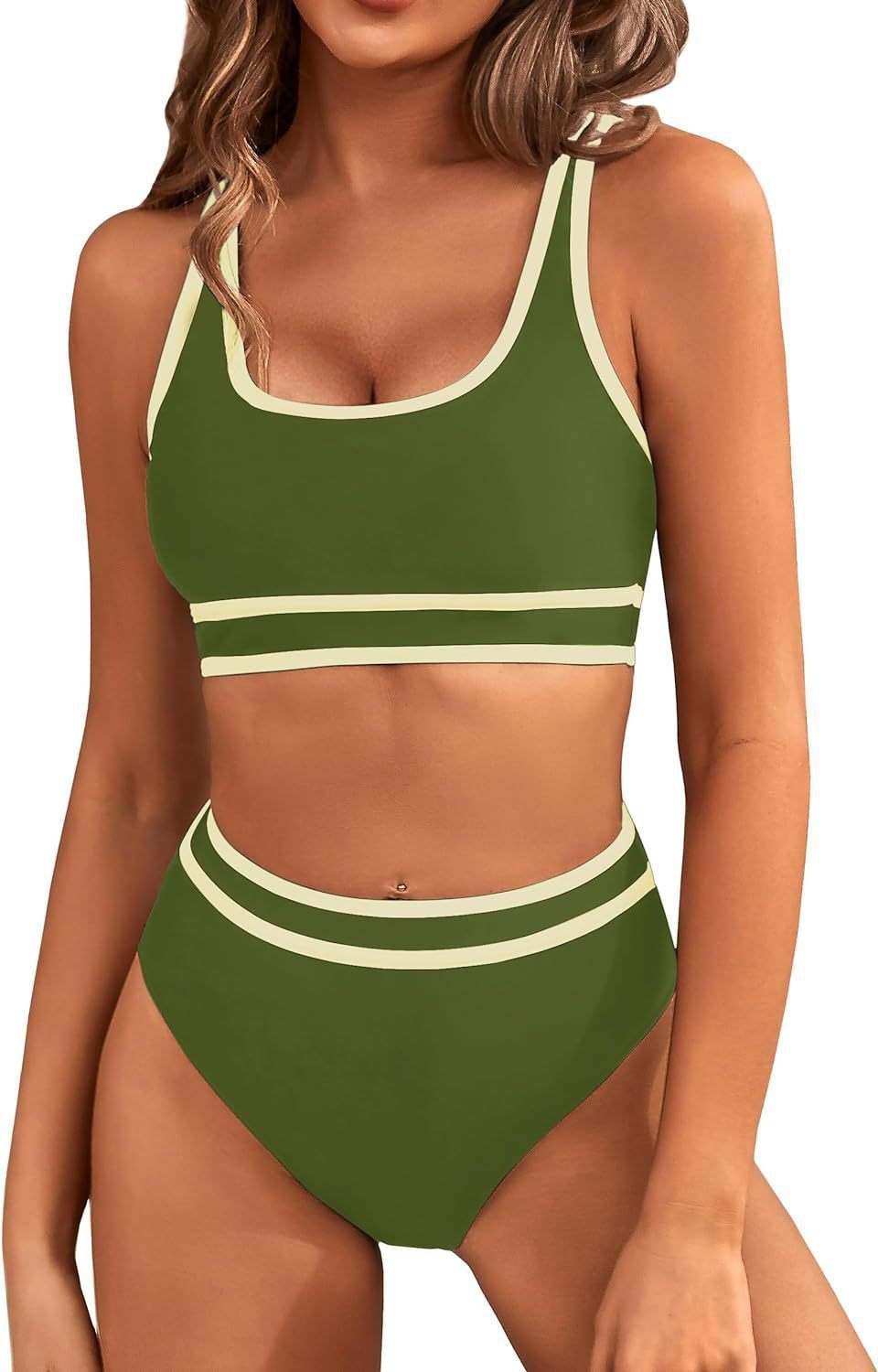 Bikini Tight-Fitting Solid Colour Swimsuit For Women
