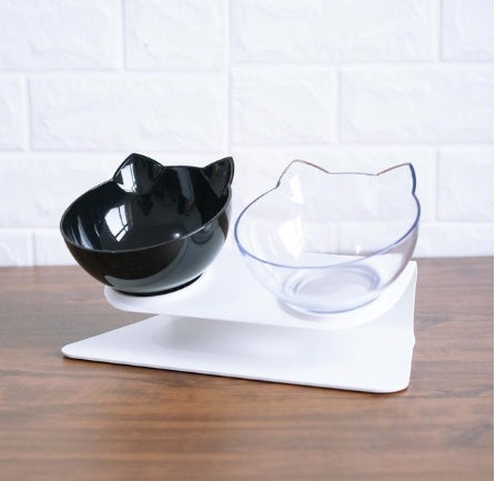 Inclined Transparent Single Pet Food Bowl For Cats - Ear Oblique Mouth