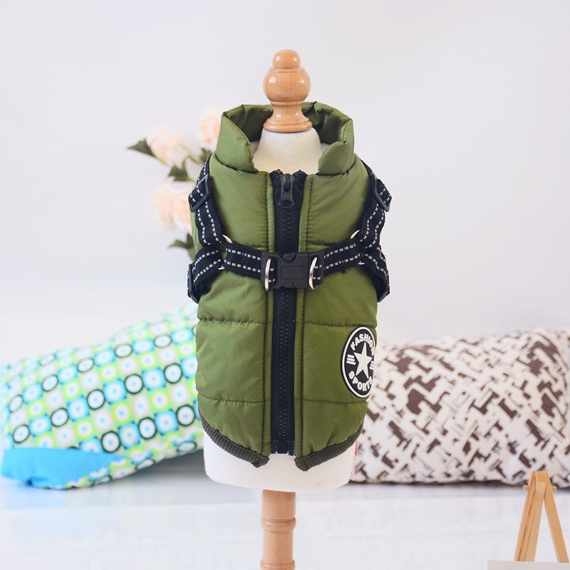 Waterproof Winter Dog Warm Coat With Harness Suitable For Big Dog Jacket