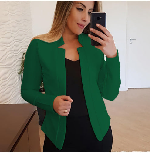 Small Suit Long Sleeve Solid Colour Cardigan Coat Top For Ladies