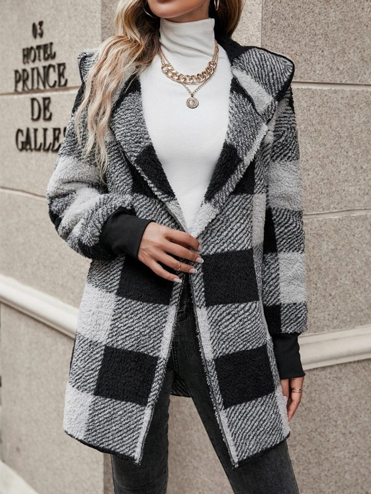 Women's Loose Plaid Sweater Cardigan