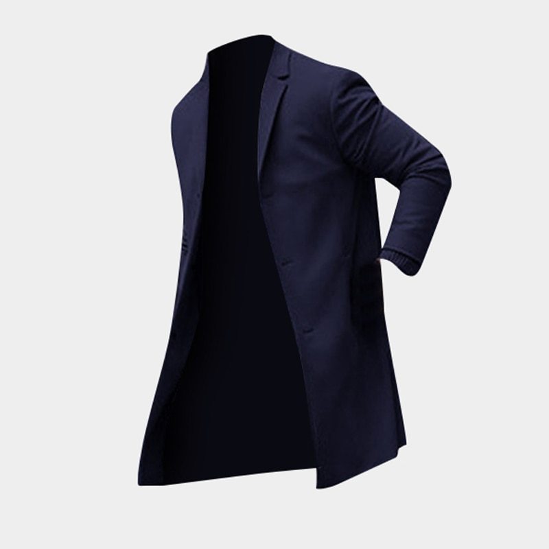 Men's Winter Trench Overcoat Classic Long Jackets - Solid Slim Fit Outwear