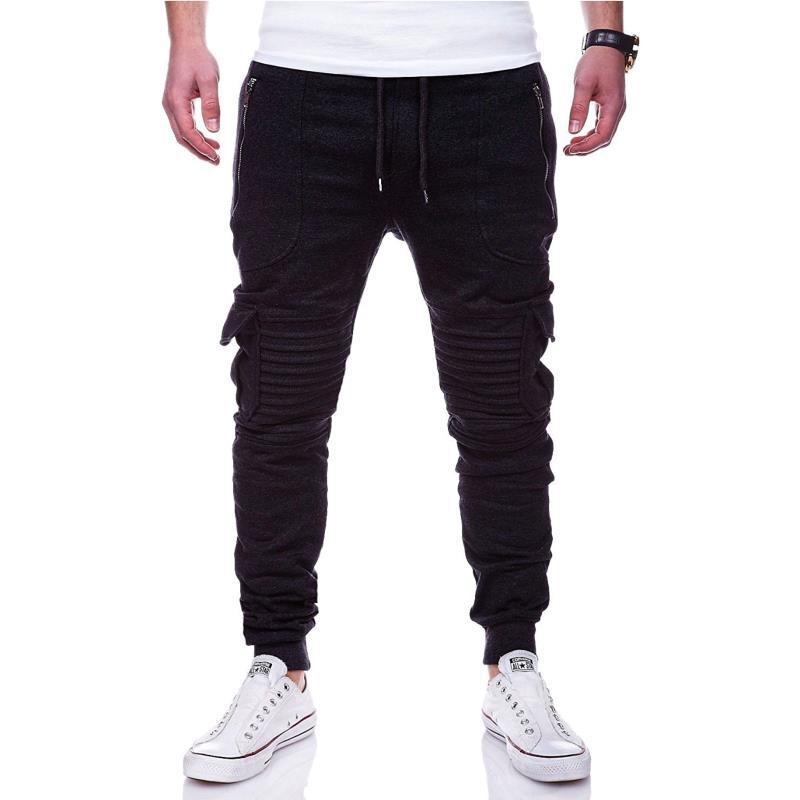 Men's Stripe Pleated Zippered Pocket Pants